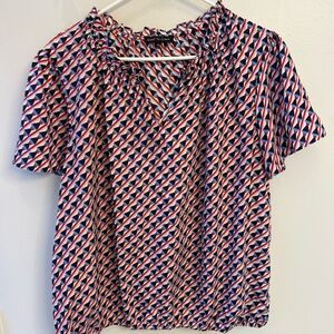 Colored Geometric Print Women's plus size 1X blouse Shortsleeve